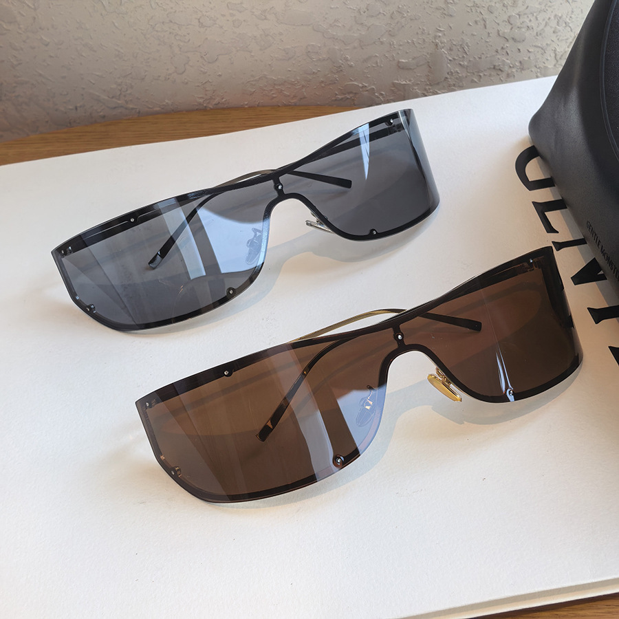 Oversized Rimless Shield Sunglasses AC Lens Metal Frame UV400 Comfortable Fashion for Women Men Wholesale