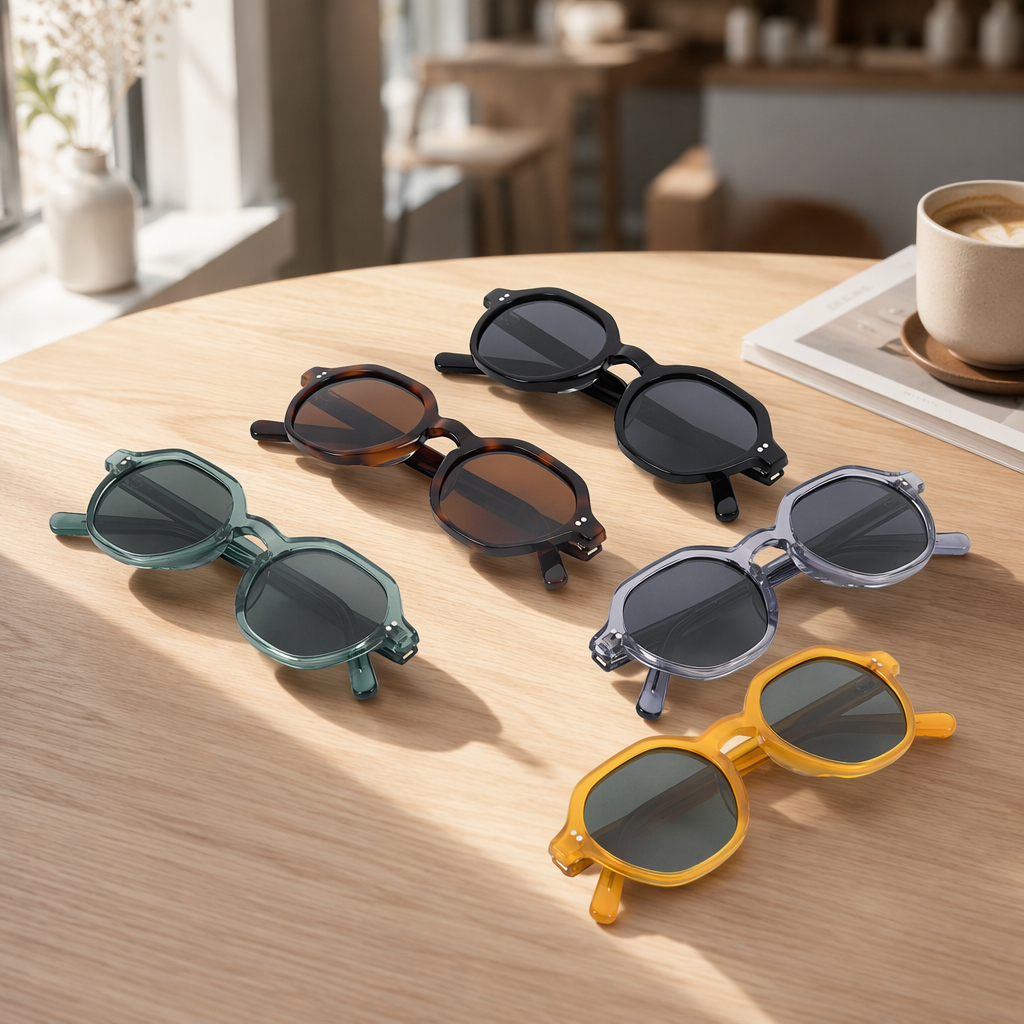 Hexagonal Polarized Magnetic Clip On Sunglasses Detachable Sun Lens UV Protection Outdoor Driving Eyewear Sunglasses Frame