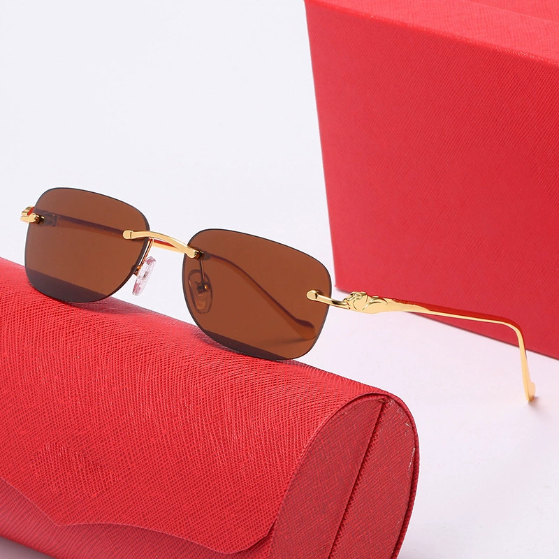 Luxury Frameless Leopard Head Sunglasses Factory Wholesale Gold Oval Frame Fashion Trend Comfortable for Men and Women sunglasses brand luxury lentes sol lunettes de soleil de marque