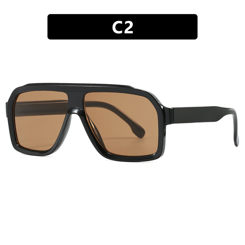Retro Classic Oversized Square Pilot Sunglasses Flat Top Full Rim PC Frame Fashion Eyewear for Outdoor Vacation Street Style