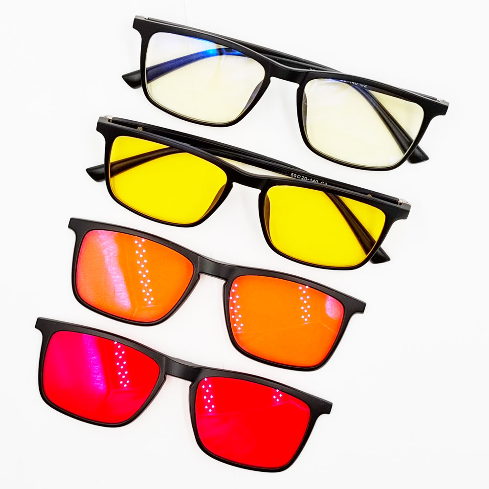 Custom Clips on Anti Blue Light Blocking Glasses Amber Red Lens 100% Blue Light Blocking Yellow Lens Gaming Glasses