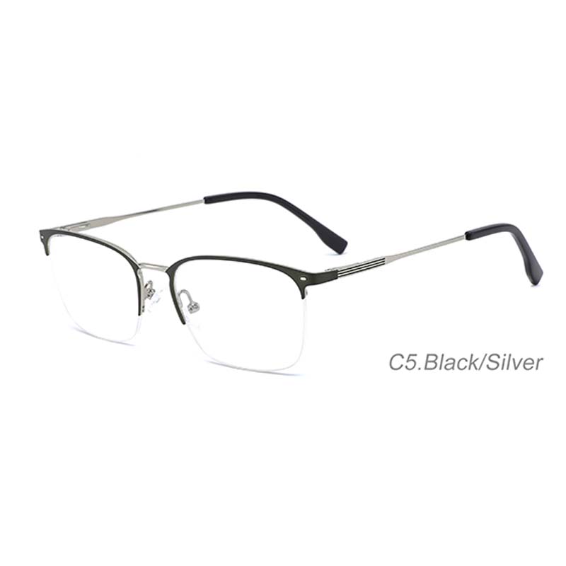Latest Fashionable Half Frame Square Optical Eyeglasses for Men Blue Light Blocking Reading Eyeglasses Spectacles in Stock