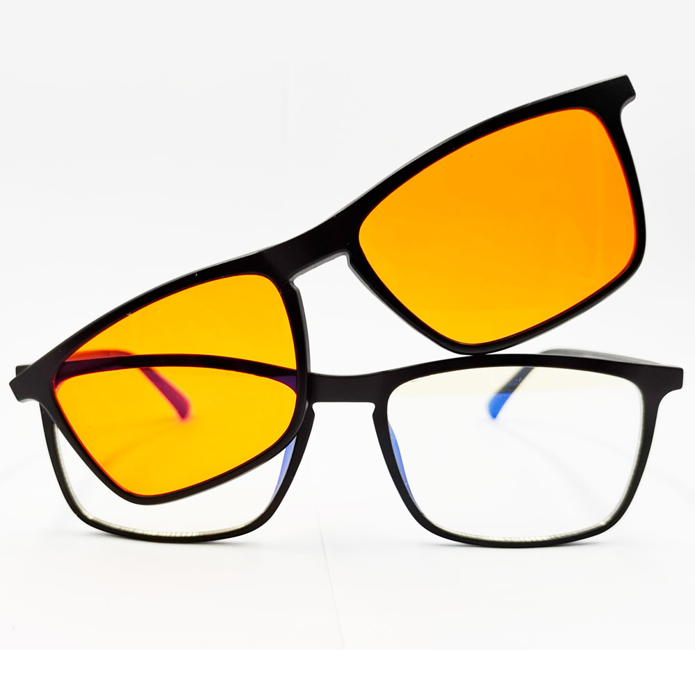 Custom Clips on Anti Blue Light Blocking Glasses Amber Red Lens 100% Blue Light Blocking Yellow Lens Gaming Glasses