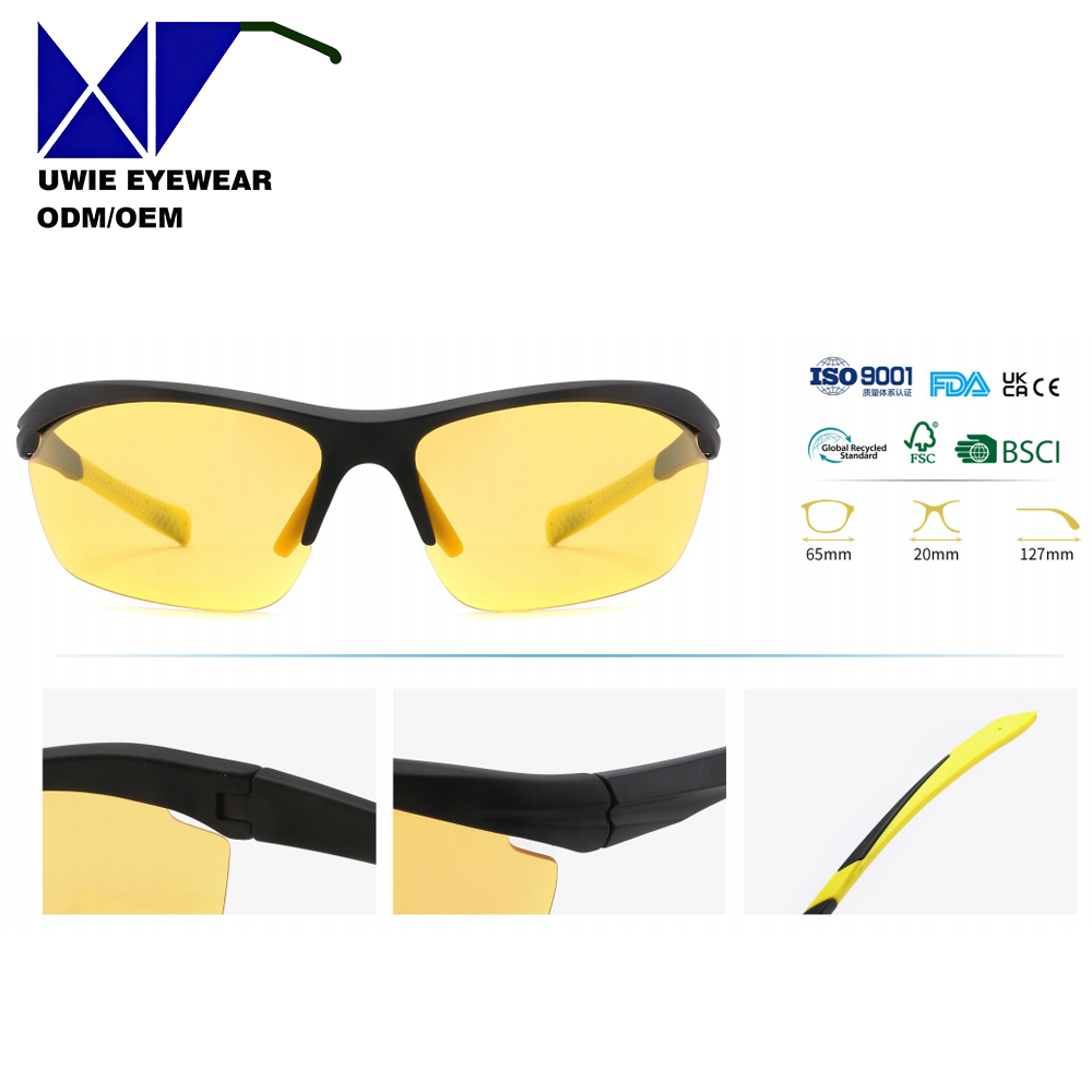 Size 65-20-127 Classic Solid Polarized Semi-Rimless PC Sports Sunglasses UV400 Lens Blue Big Cycling Hiking Travel Model