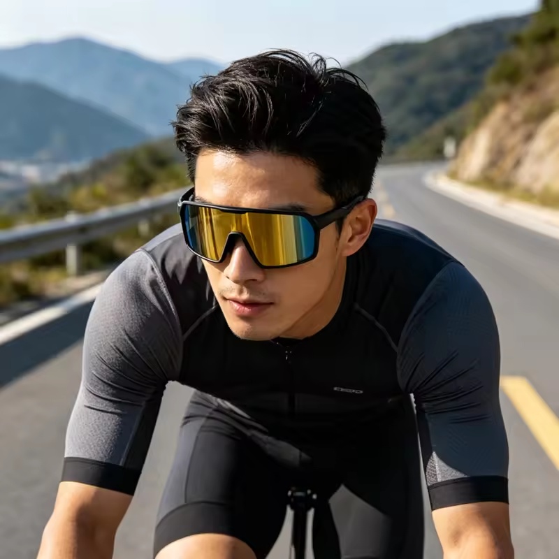Cycling Sunglasses UV400 Lightweight TR90 Semi Rimless PC Lens Sports Eyewear for Outdoor Riding Men Custom Logo OEM