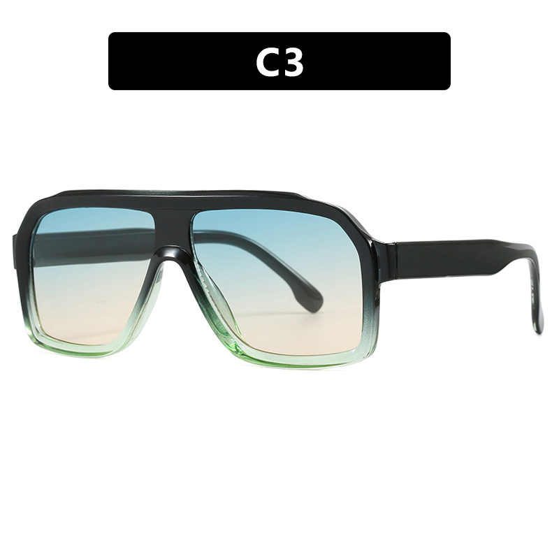 Retro Classic Oversized Square Pilot Sunglasses Flat Top Full Rim PC Frame Fashion Eyewear for Outdoor Vacation Street Style