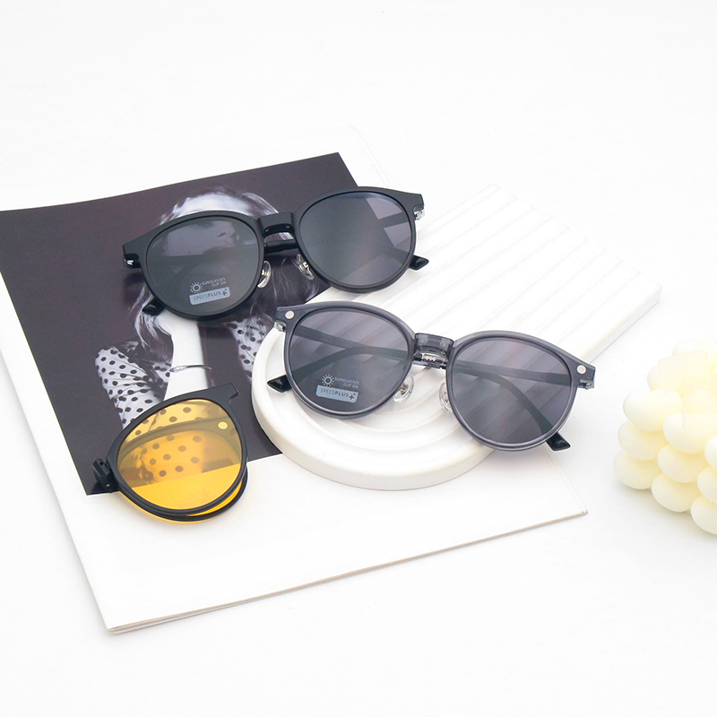Ultralight 3 in 1 FoldableClip on Sunglasses Made of Ultem Material Magnetic Glasses Thin Round Eyeglasses Optical Frames