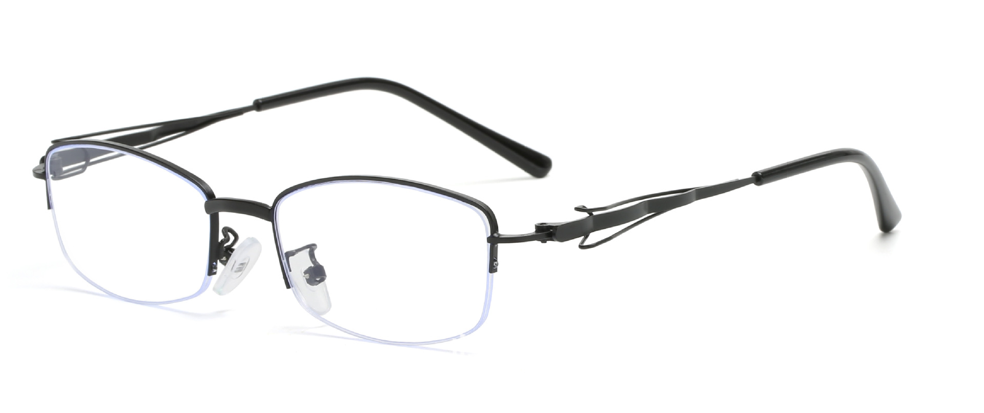 2026 Fashionable No-Makeup Ultra-Light Semi-Rimless Plain Glasses for Women Comfortable Anti-Blue Light UV400 Lenses