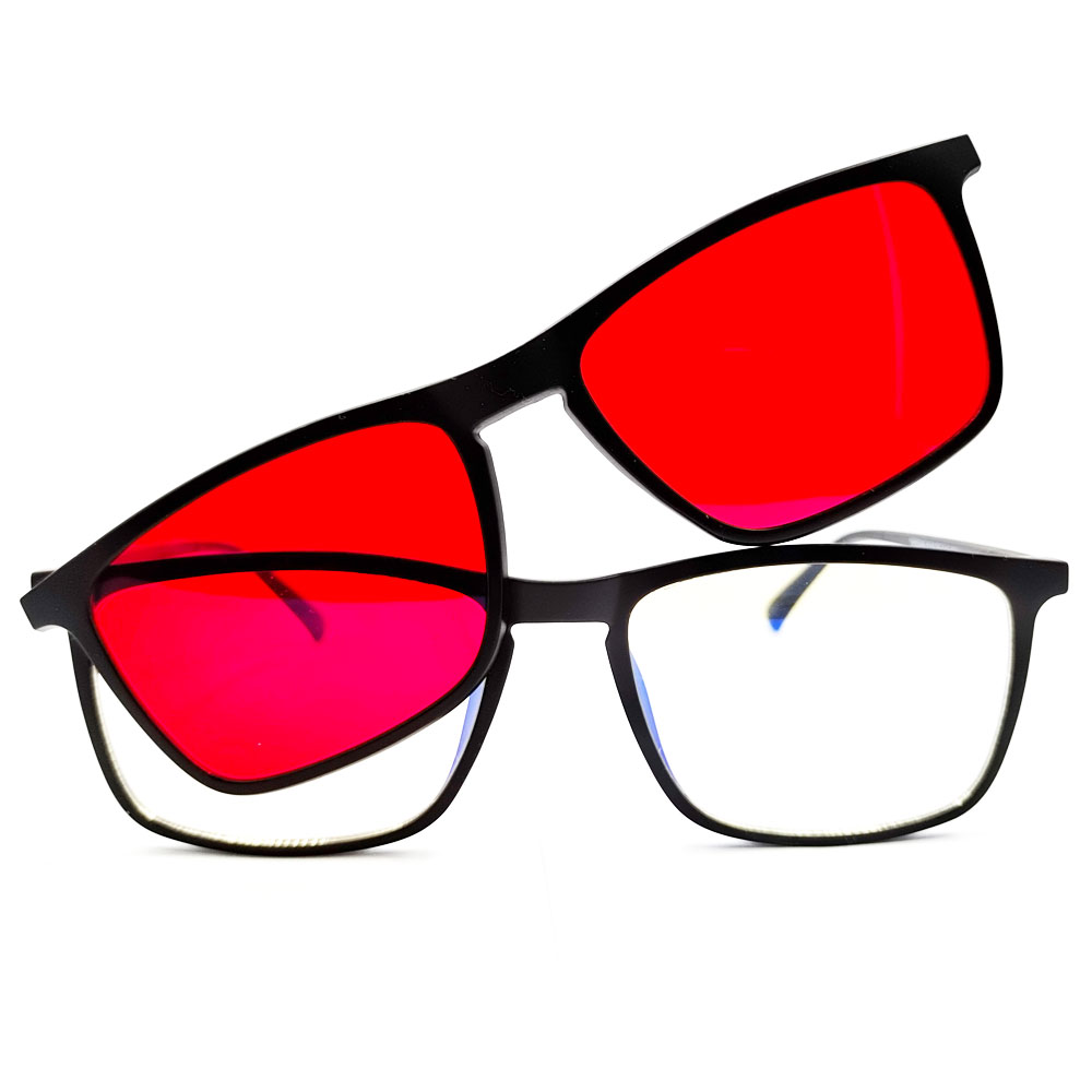 Custom Clips on Anti Blue Light Blocking Glasses Amber Red Lens 100% Blue Light Blocking Yellow Lens Gaming Glasses