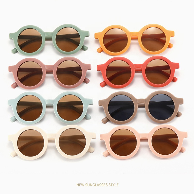 Wholesales Trendy Boys Girls Round Frame Children Fashion Retro UV400 Sunglasses