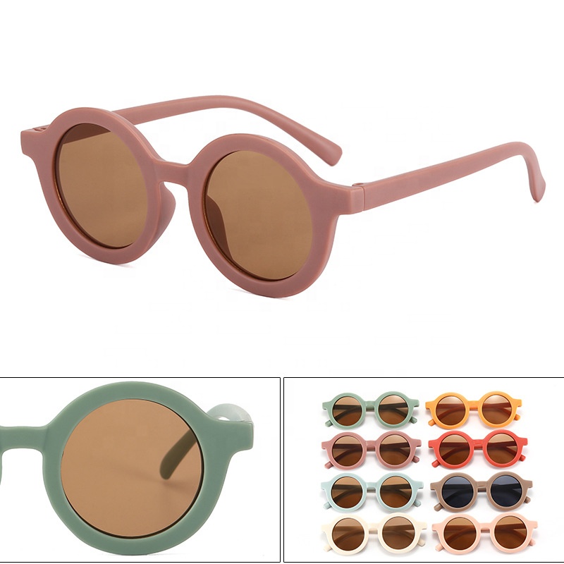 Wholesales Trendy Boys Girls Round Frame Children Fashion Retro UV400 Sunglasses