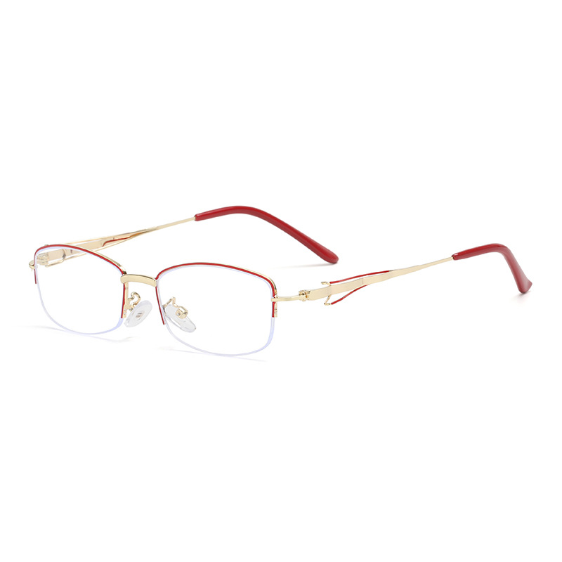 2026 Fashionable No-Makeup Ultra-Light Semi-Rimless Plain Glasses for Women Comfortable Anti-Blue Light UV400 Lenses