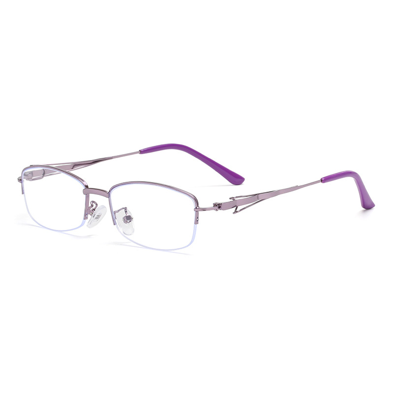 2026 Fashionable No-Makeup Ultra-Light Semi-Rimless Plain Glasses for Women Comfortable Anti-Blue Light UV400 Lenses