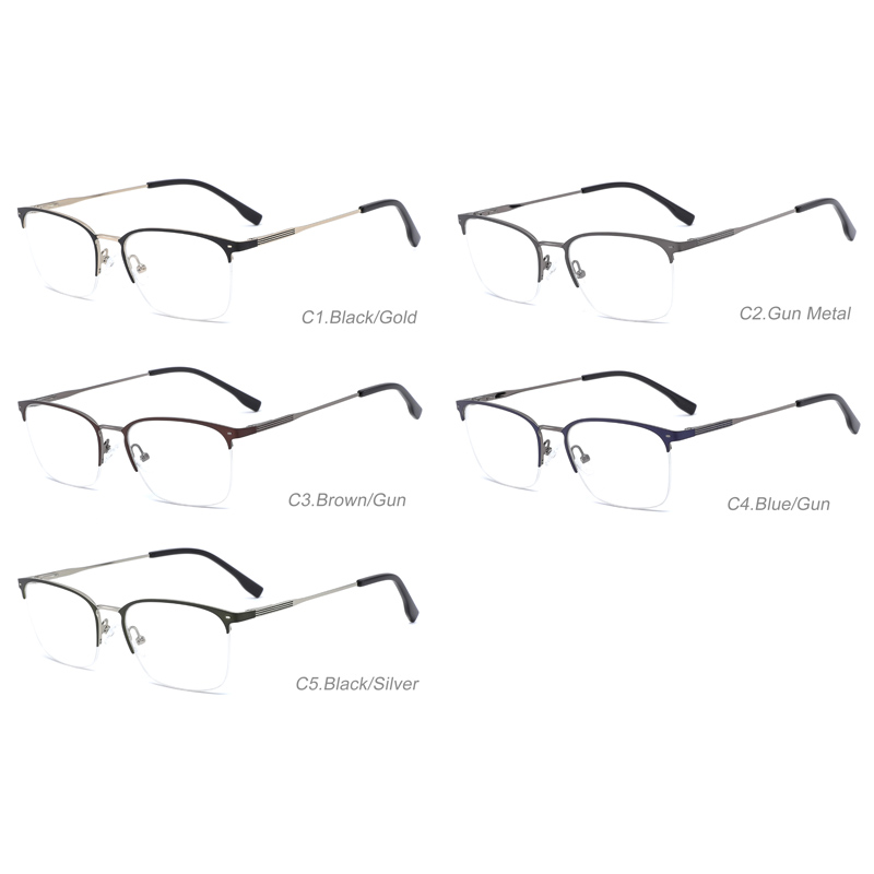 Latest Fashionable Half Frame Square Optical Eyeglasses for Men Blue Light Blocking Reading Eyeglasses Spectacles in Stock