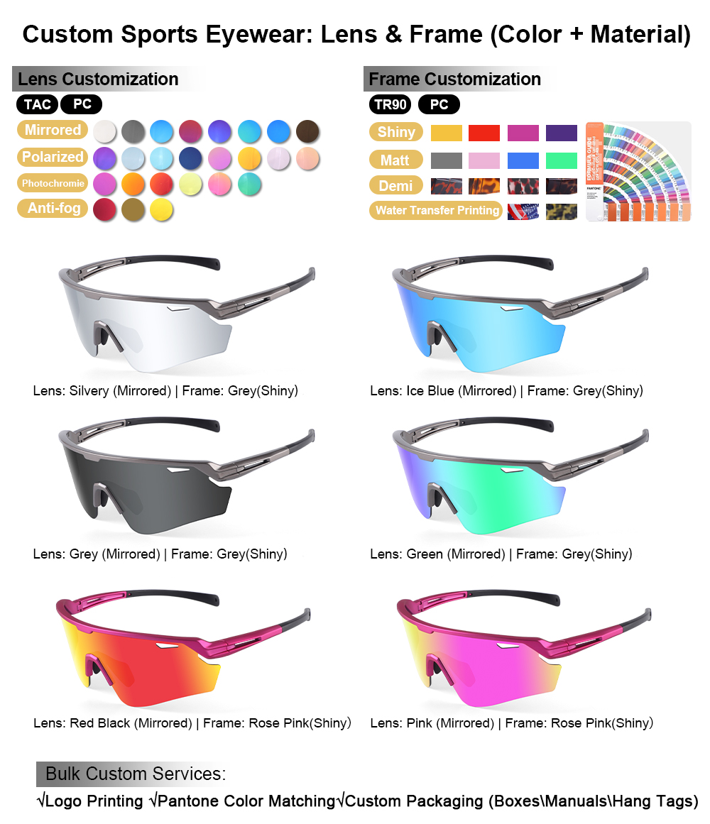 OEM ODM Lightweight Half Frame Cycling Sunglasses UV400 Mirror Lens Sports Glasses for Road Bike MTB Running Outdoor Eyewear
