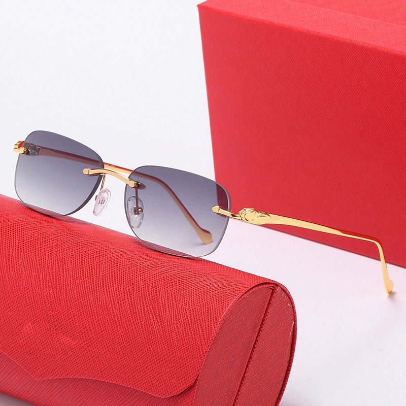 Luxury Frameless Leopard Head Sunglasses Factory Wholesale Gold Oval Frame Fashion Trend Comfortable for Men and Women sunglasses brand luxury lentes sol lunettes de soleil de marque