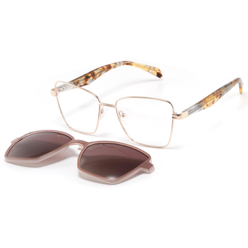 Fashionable Alloy Metal Eyewear for Women Rectangle Design with AC Lens Optic Glasses CLIP on GLASS UV400 PROTECTION D14