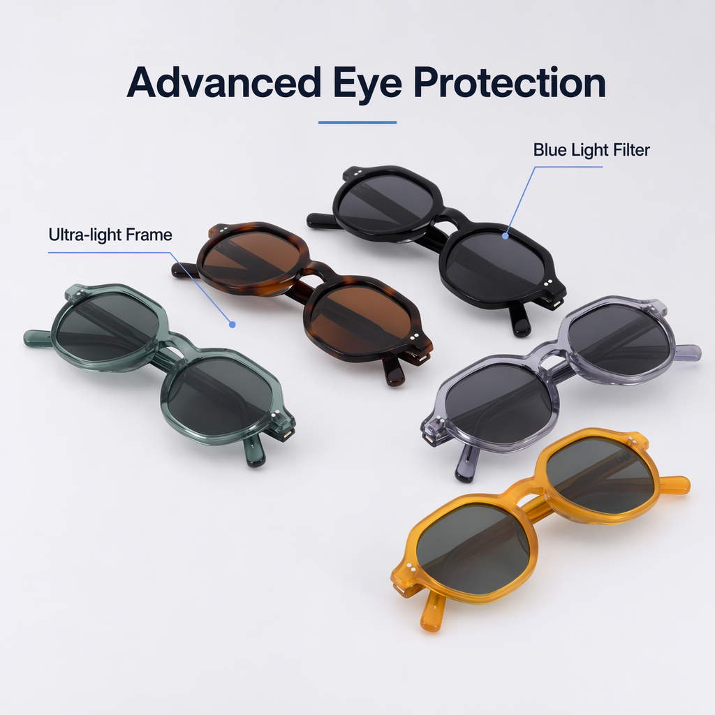 Hexagonal Polarized Magnetic Clip On Sunglasses Detachable Sun Lens UV Protection Outdoor Driving Eyewear Sunglasses Frame