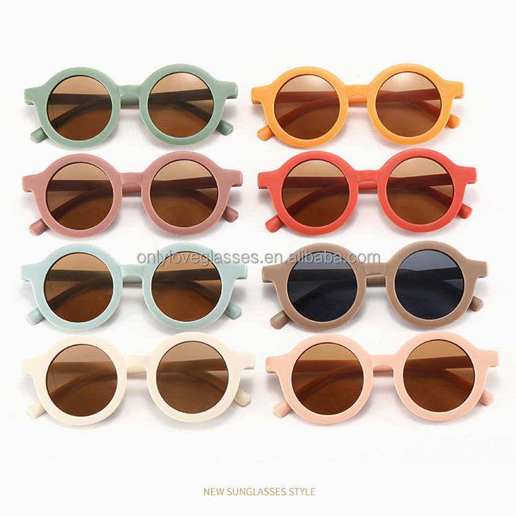 Wholesales Trendy Boys Girls Round Frame Children Fashion Retro UV400 Sunglasses