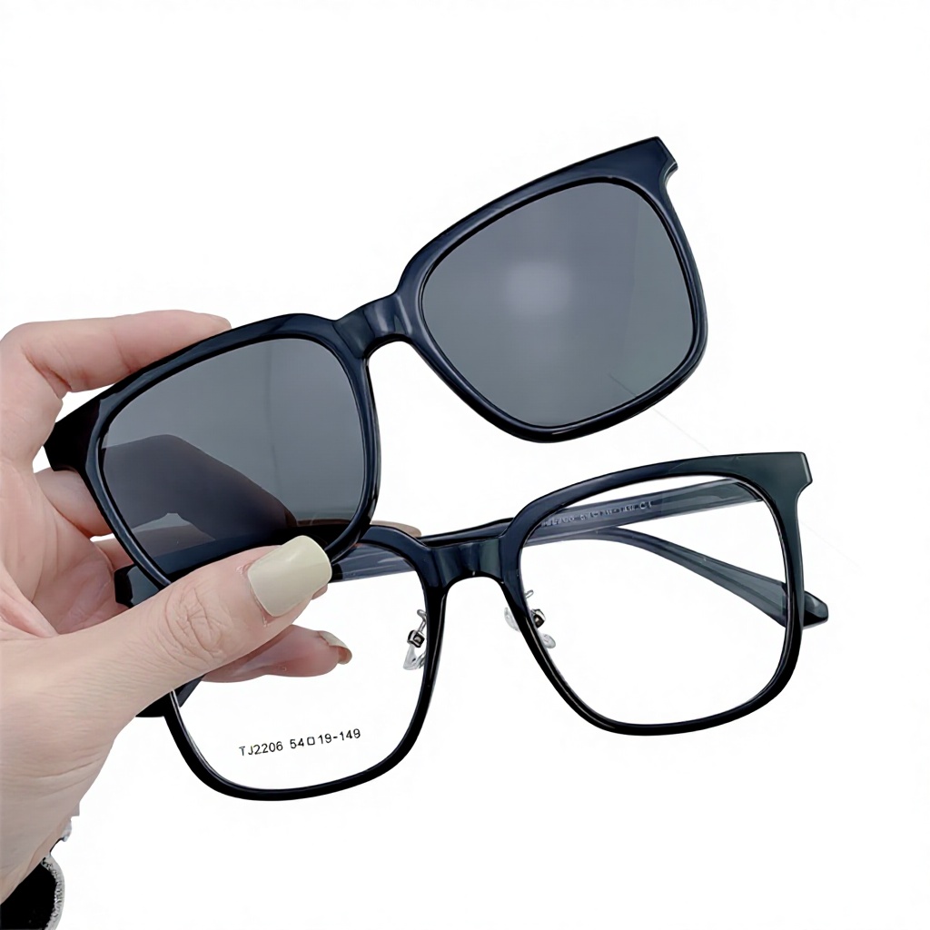 New Style Punk TR Polarized Magnetic Full-Rim Clip-On Sunglasses Unisex Adult Optical Eyewear UV Protection 2206