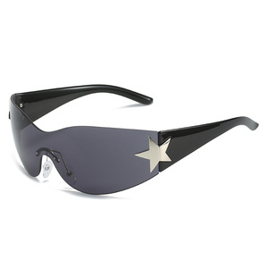 Rimless Y2K Star Shield Wrap Around Sunglasses