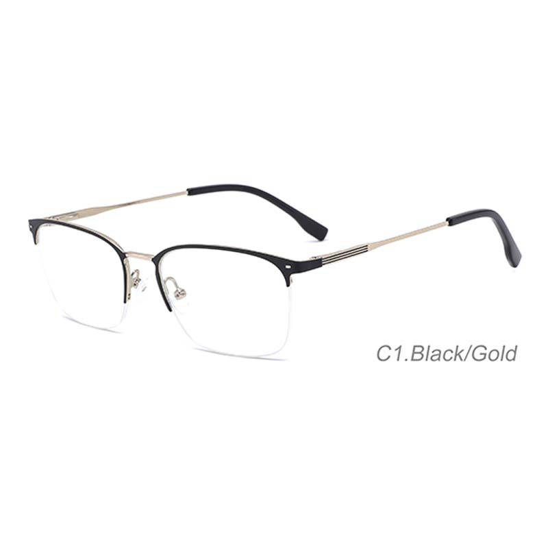 Latest Fashionable Half Frame Square Optical Eyeglasses for Men Blue Light Blocking Reading Eyeglasses Spectacles in Stock