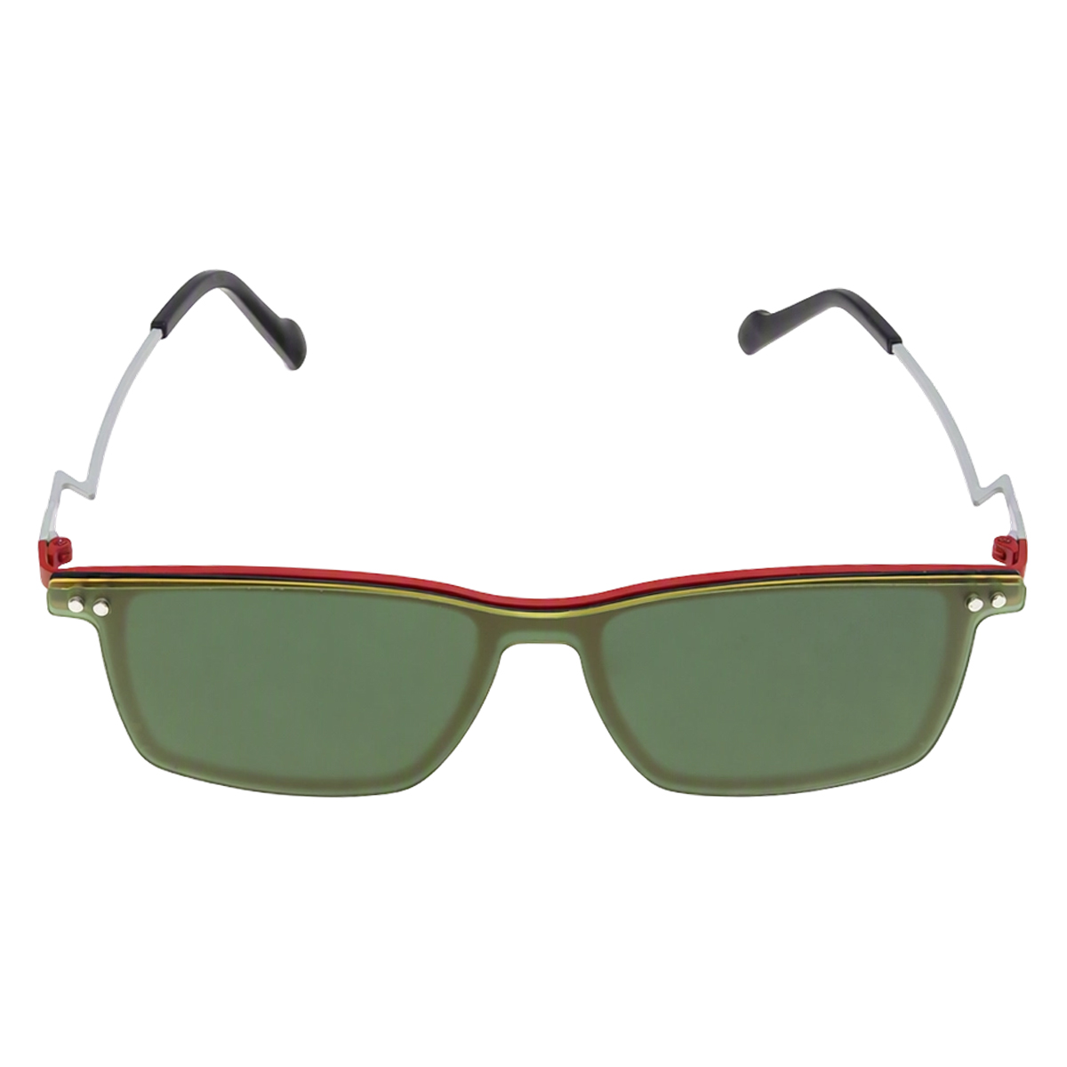 Red Slim Eyeglass Frame Layered Clip on Sunglasses Colorful Lens Options Silver Temples Fashion Eyewear Boutique Wholesale