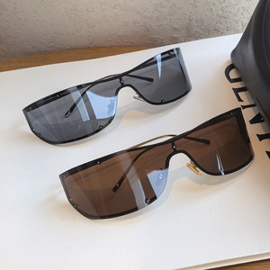 Oversized Rimless Shield Sunglasses AC Lens Metal Frame