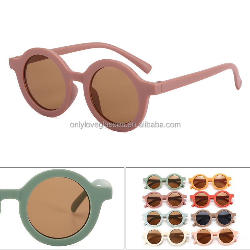 Wholesales Trendy Boys Girls Round Frame Children Fashion Retro UV400 Sunglasses
