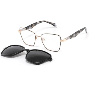 Fashionable Alloy Metal Eyewear for Women Rectangle Design with AC Lens Optic Glasses CLIP on GLASS