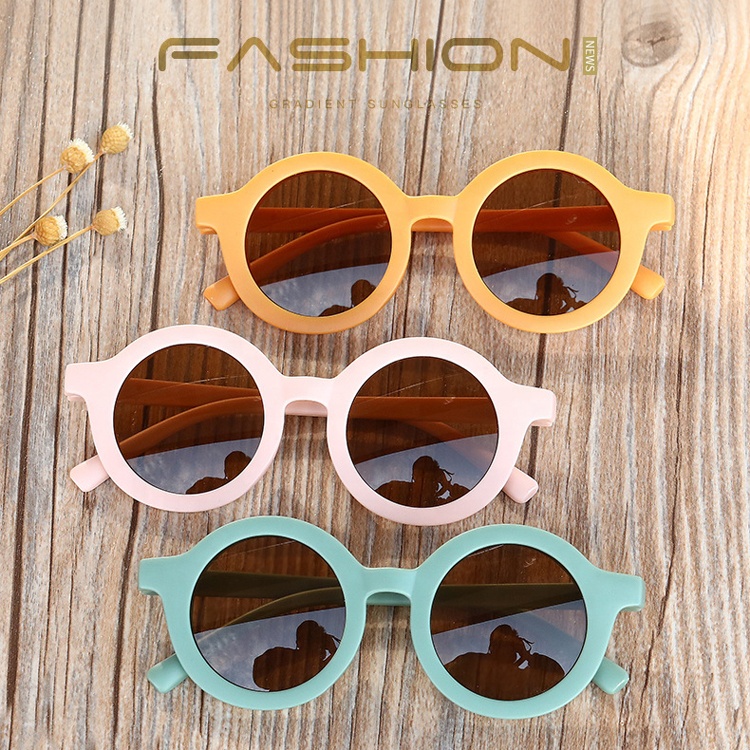 Wholesales Trendy Boys Girls Round Frame Children Fashion Retro UV400 Sunglasses