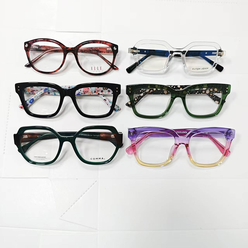 Big Thick Acetate Optical Frames Mixed Color Wholesale Private Label Prescription Eyeglasses Factory Supply