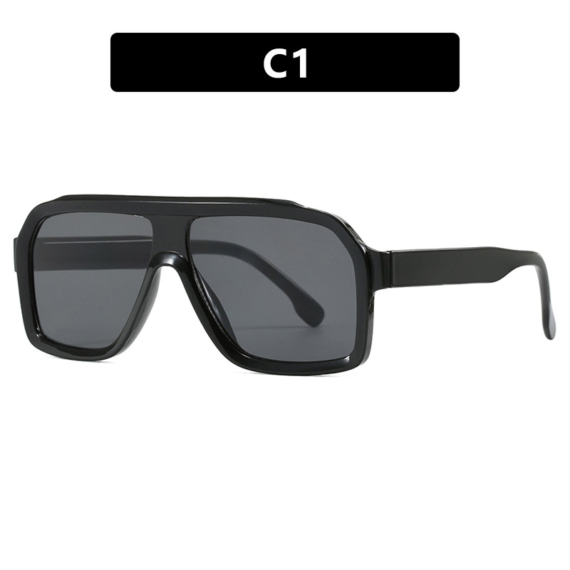 Retro Classic Oversized Square Pilot Sunglasses Flat Top Full Rim PC Frame Fashion Eyewear for Outdoor Vacation Street Style