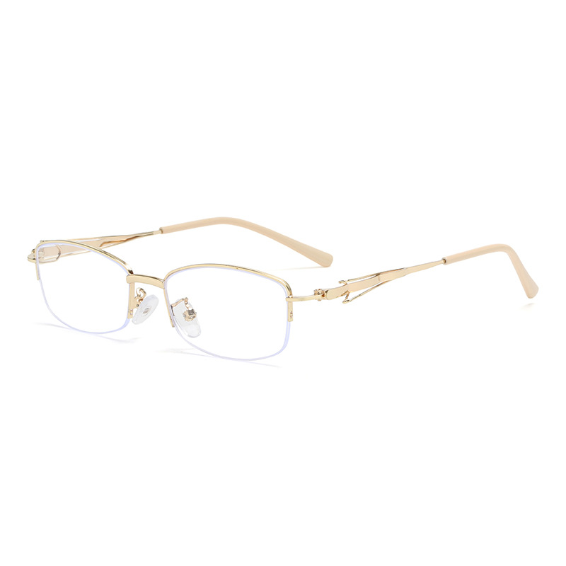 2026 Fashionable No-Makeup Ultra-Light Semi-Rimless Plain Glasses for Women Comfortable Anti-Blue Light UV400 Lenses