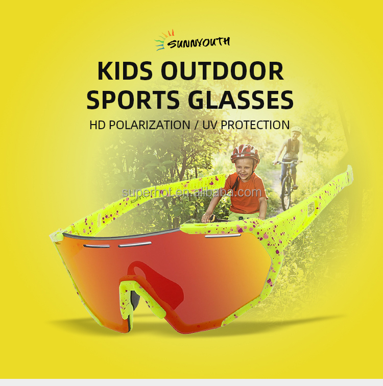Wholesale Sports eyewear Supply High Quality Uv Protection Colorful Kid Outdoor Sport Glasses in Bulk
