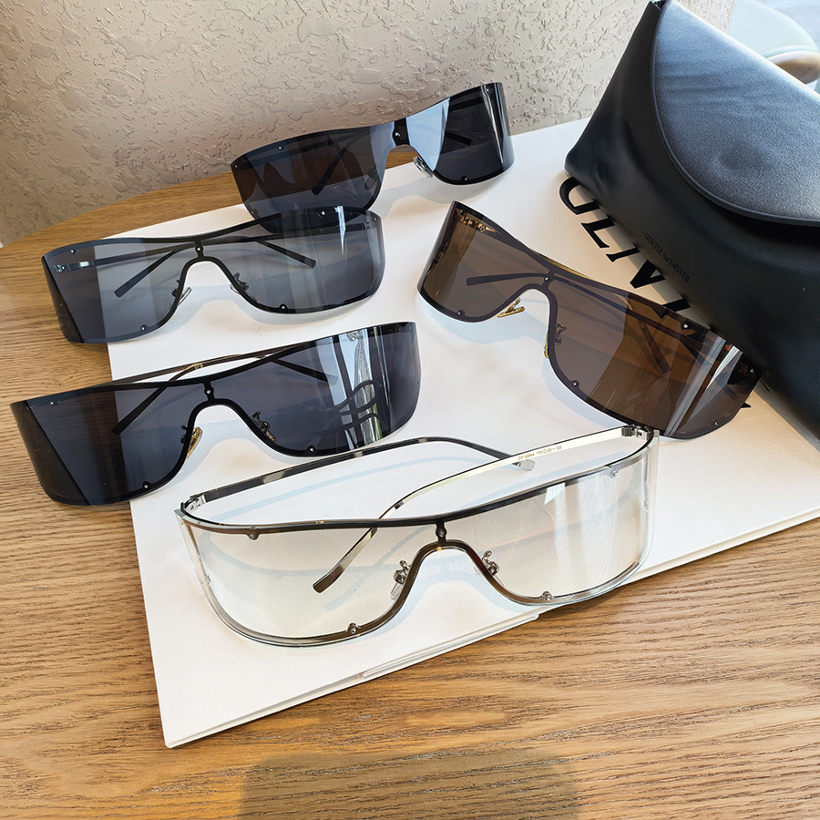 Oversized Rimless Shield Sunglasses AC Lens Metal Frame UV400 Comfortable Fashion for Women Men Wholesale