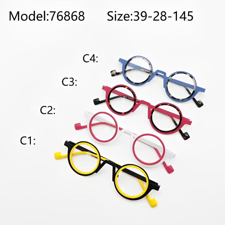 Vintage New Fashion Pure Titanium &amp; Acetate Optical Eyewear for Women Cute Myopia Reading Progressive Prescription Glasses Frame